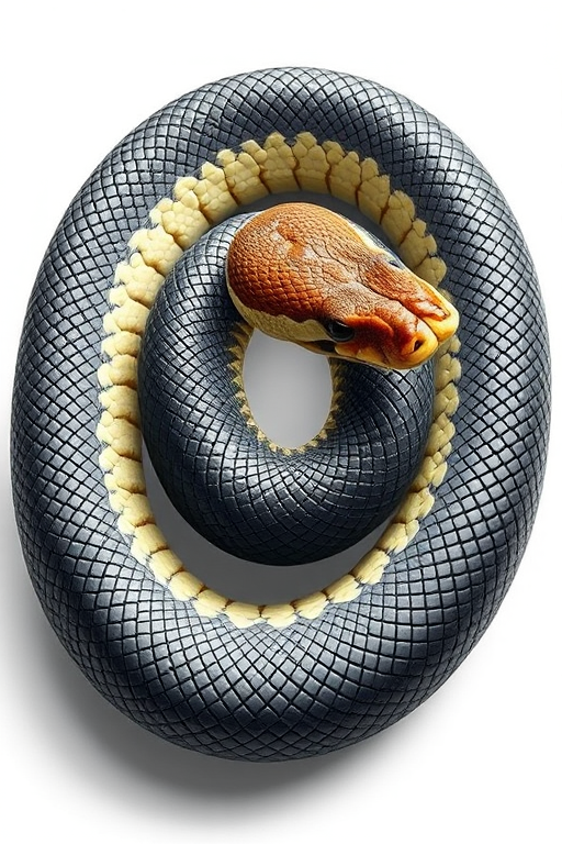 A detailed, high-resolution illustration of a coiled snake, capturing its intricate scale patterns, set against a neutral background to enhance the colors, with lighting focused on the subject using a macro lens at f/2.8, ISO 100, shutter speed 1/200s, shot with a DSLR camera.