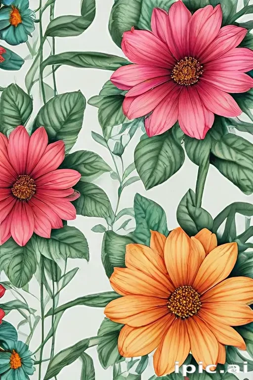 drawings of flowers in color