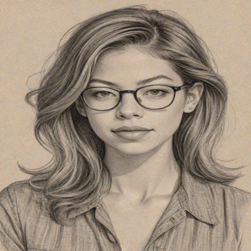 Appealing Analeigh Tipton, pencil sketch, portrait of Exquisite woman 1944s in glasses, hair style beatnik, outline, clear lines, fine lines, 8k