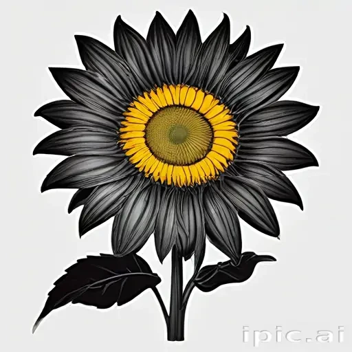 clip art sunflower black and white