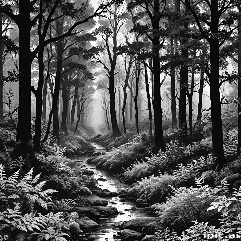 forest clipart black and white