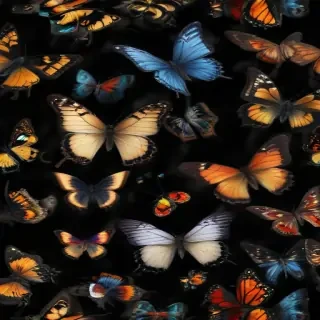 butterflies in black background