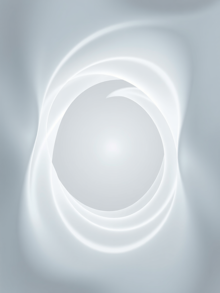 Create a high-resolution abstract image featuring smooth white curves radiating from a central point, shot with a Canon EOS R5, 50mm lens, f/1.8 aperture, ISO 100, and a soft focus background for an ethereal effect.