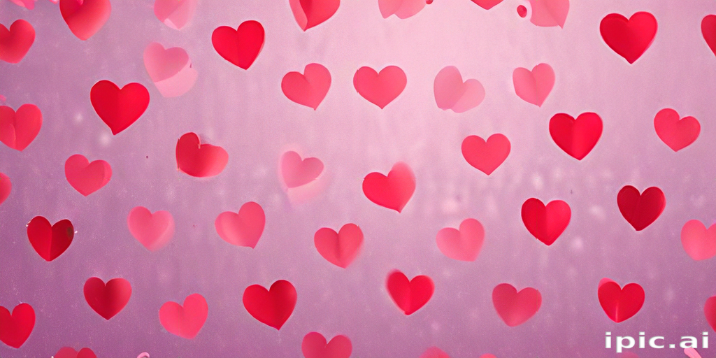 Colorful Heart Shapes Floating Against a Soft Pink Background for Love