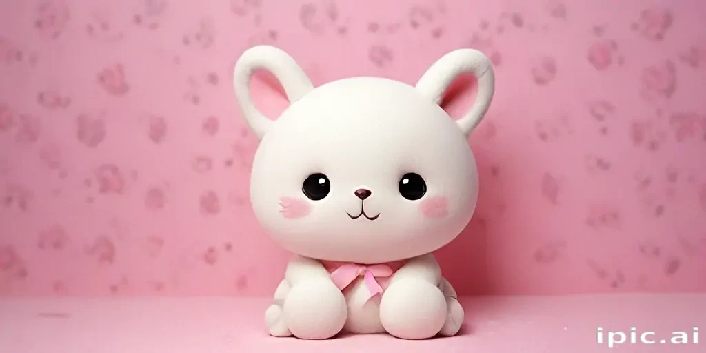 Adorable White Bunny Figurine with Pink Accents on a Soft Background