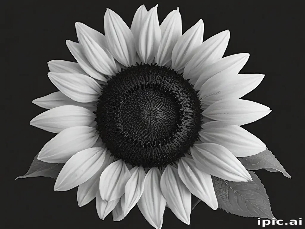 clip art sunflower black and white
