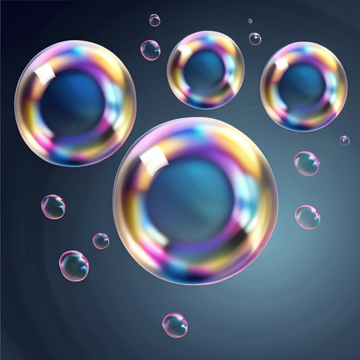 Colorful Soap Bubbles Floating Gracefully Against a Dark Background