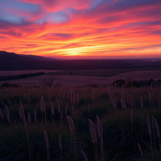 Create a high-resolution image of a serene landscape at sunset with vibrant colors, using a Canon EOS 5D Mark IV, 24mm lens, aperture f/8, ISO 100, and captured from an eye-level perspective to enhance depth and detail.