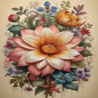 flower drawing images with colour