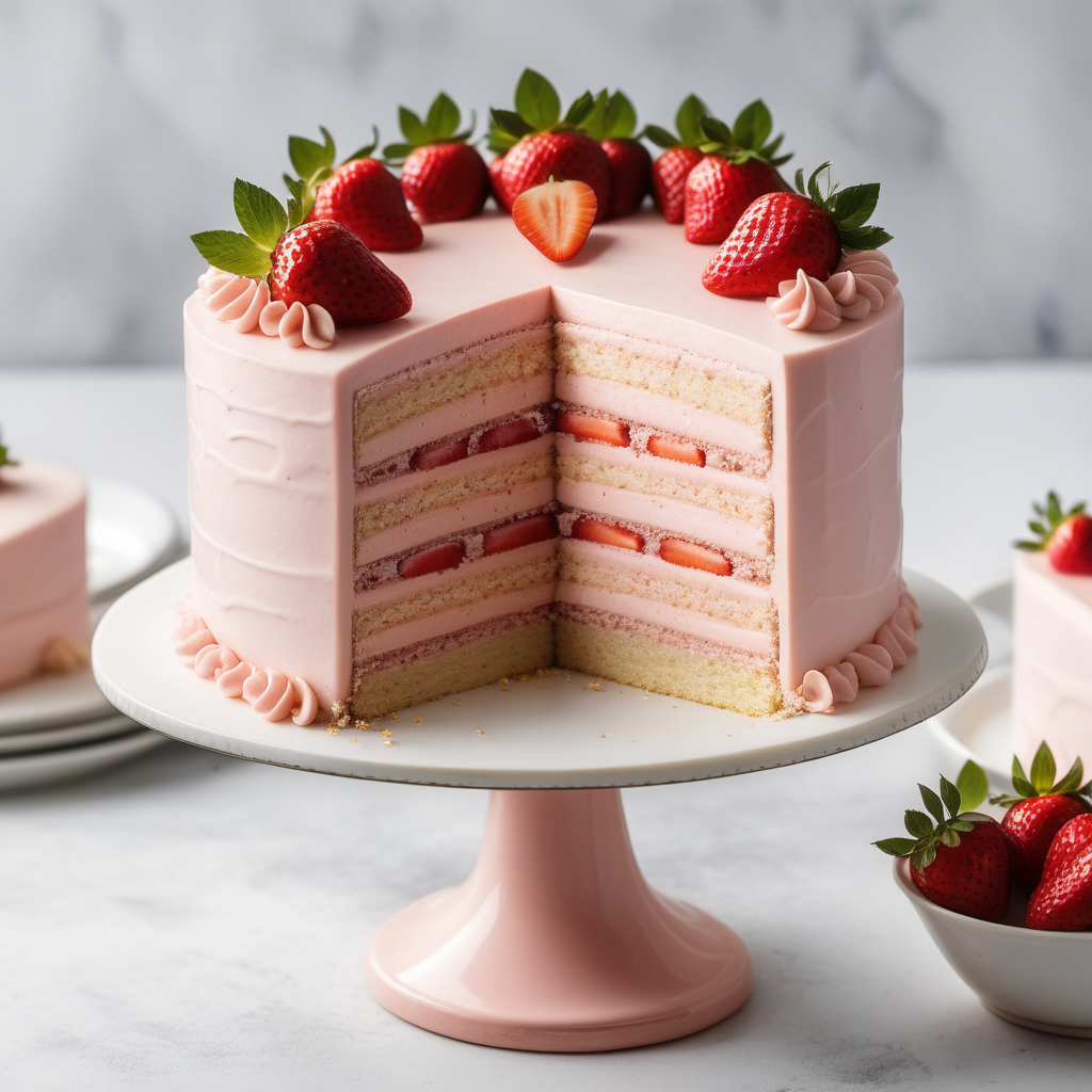 cake with strawberry mousse filling