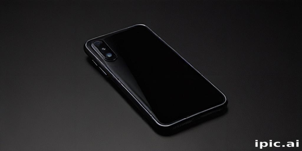 Stylish Black Smartphone with Sleek Design Resting on a Dark Surface