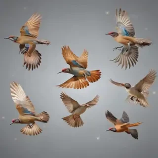 birds flying transparent background