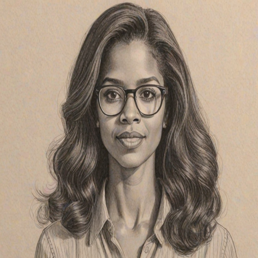 Bewitching Renee Elise Goldsberry, pencil sketch, portrait of Pleasing woman 1977s in glasses, hair style beatnik, outline, clear lines, fine lines, 8k
