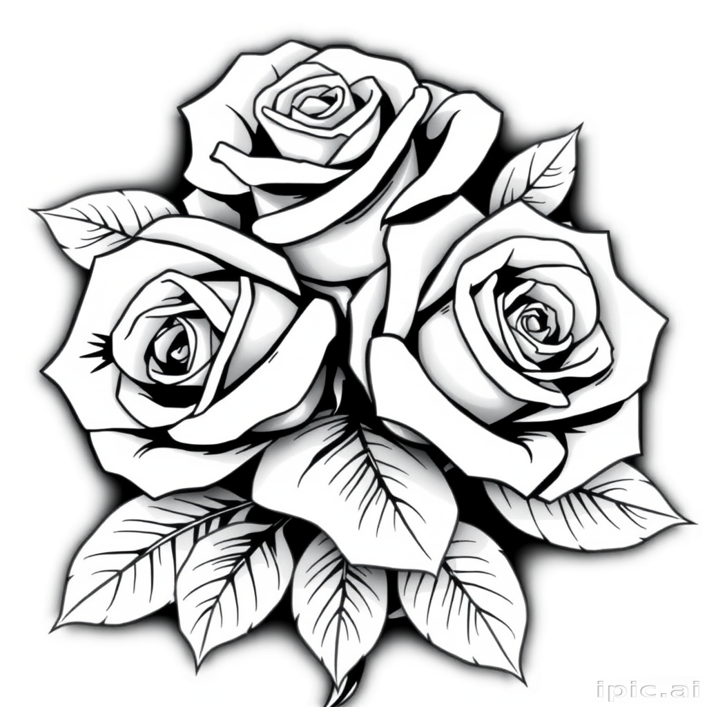 roses clipart black and white