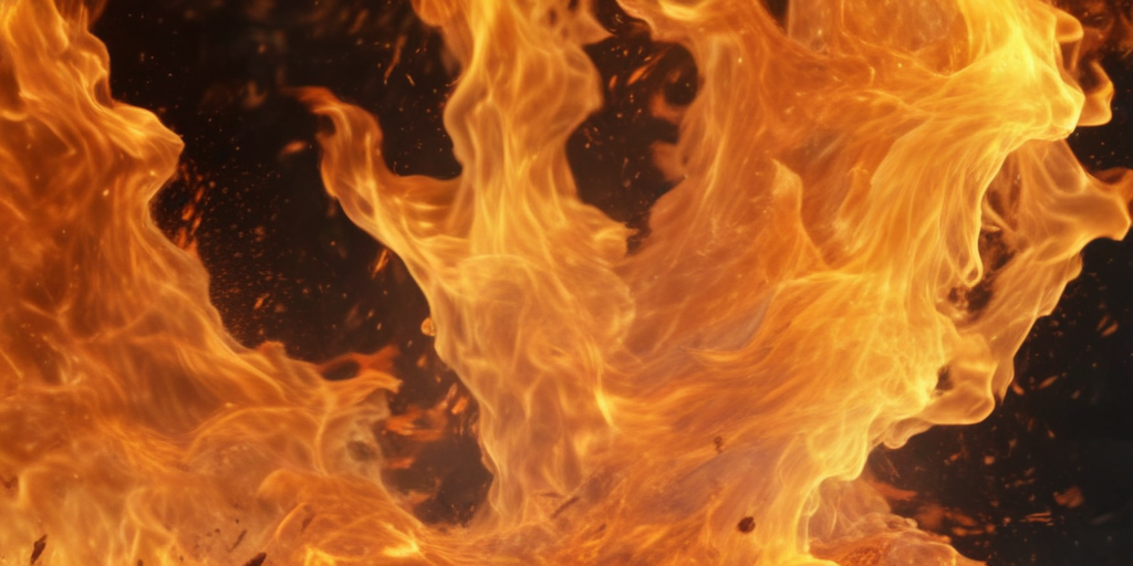 Dynamic Flames Dancing Vividly Against a Dark Background in Motion
