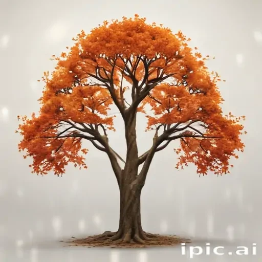 A Majestic Autumn Tree with Vibrant Orange Leaves Against a Soft ...