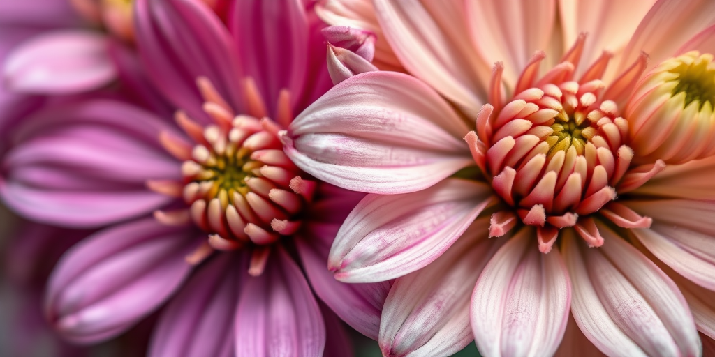 Close-up shot of unique flowers with intricate petals, taken with a DSLR camera, aperture f/2.8, shutter speed 1/500s, ISO 100, natural light, shallow depth of field, macro lens.