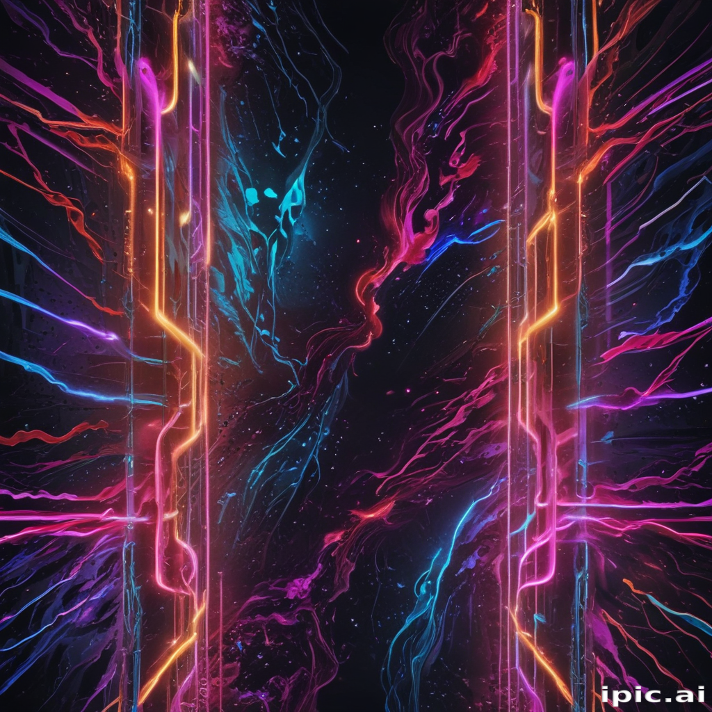 Vibrant Abstract Electric Energy Flowing Through a Cosmic Dark Space