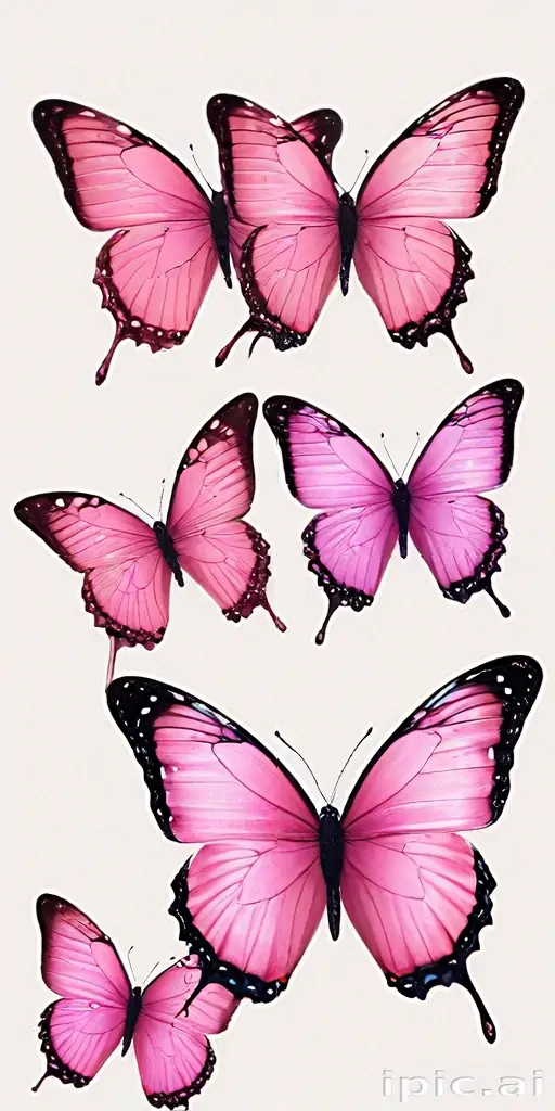 A Beautiful Collection of Vibrant Pink Butterflies in Various Sizes and ...
