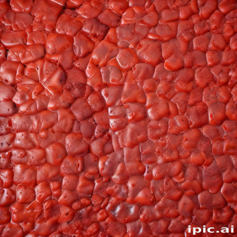 Textured Surface of Vibrant Red Material with Irregular Patterns and Shapes