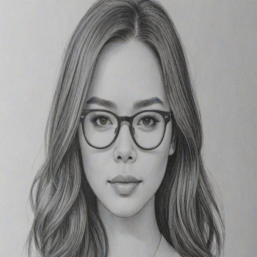 Lovely Malese Jow, pencil sketch, portrait of Comely woman 1978s in glasses, hair style beatnik, outline, clear lines, fine lines, 8k