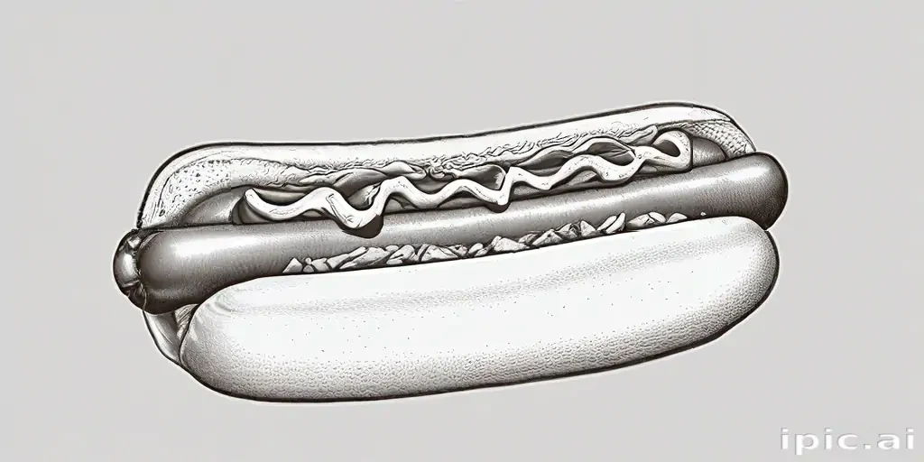 hot dog clipart black and white
