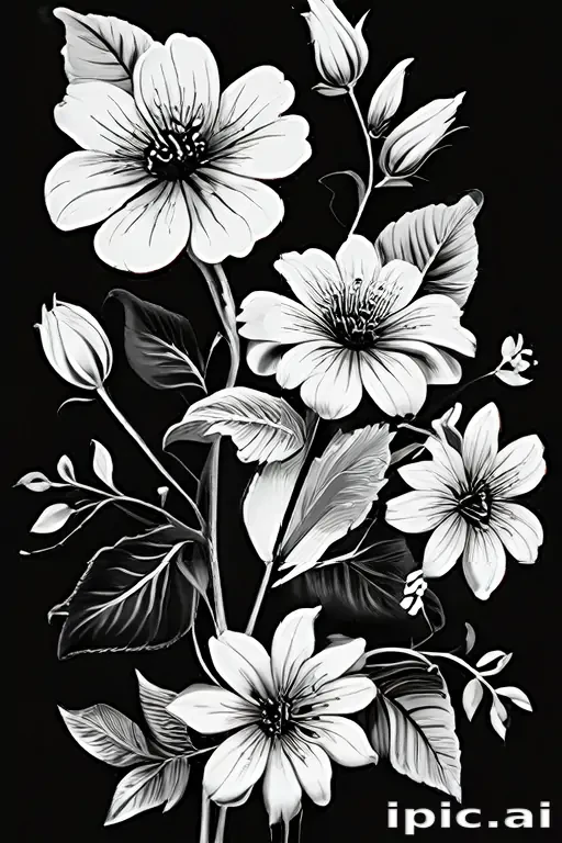 flower clipart black and white
