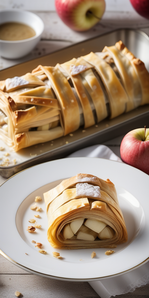 apple strudel in filo pastry