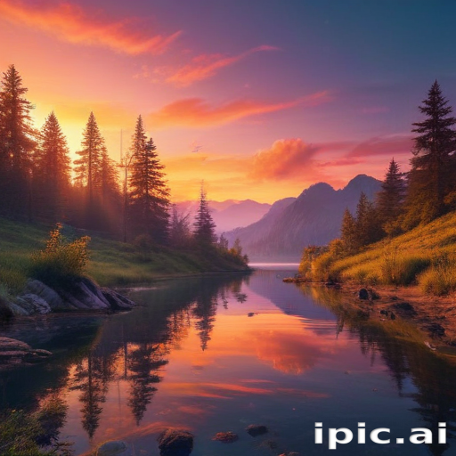 Serene Twilight Over Tranquil Lake Surrounded by Majestic Mountain Peaks