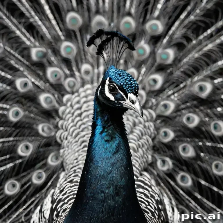 peacock black and white
