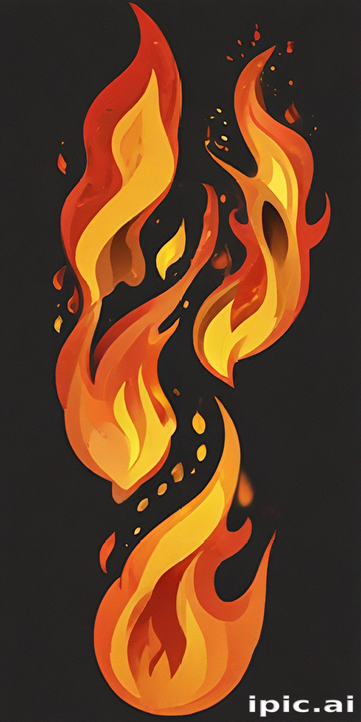 Vibrant Flames Dancing Against a Dark Background in a Bold Design