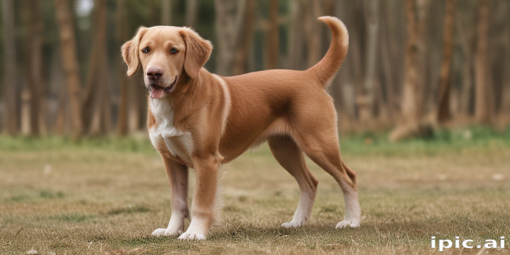A Playful Golden Labrador Puppy Standing Proudly in a Sunny Meadow