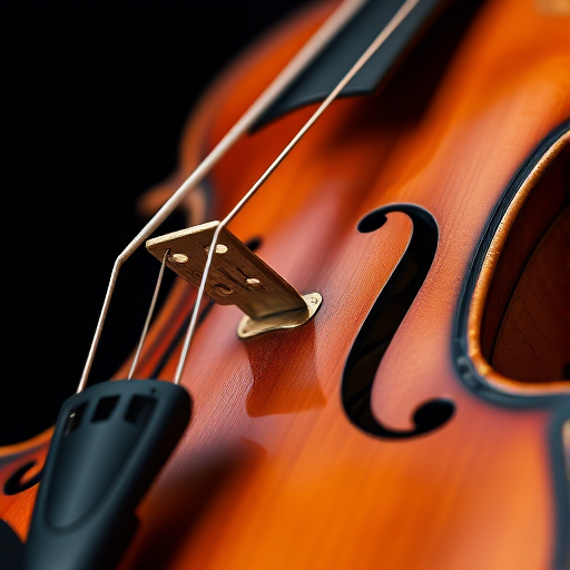 Capture a close-up of a beautifully crafted violin, showcasing intricate wood grain and decorative inlays, with a shallow depth of field, using a Canon EOS R5 with a 50mm f/1.2 lens, ISO 100, aperture f/1.8, natural soft lighting against a black background.