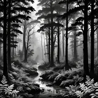 forest clipart black and white