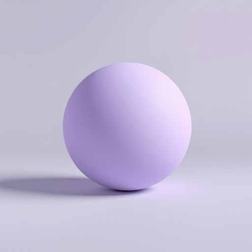 Generate a high-resolution illustration of a smooth, pale purple sphere centered on a soft grey background with subtle shadowing, captured using a DSLR camera with a 50mm lens at f/2.8, ISO 100, and a shallow depth of field for a soft focus effect.