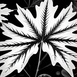 black and white leaf