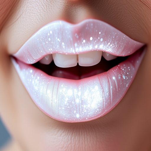 Luminous pearl white lip transformer, christened "Frost Queen," adding an icy sheen and dimensional sparkle to any lip color, perfect for creating winter wonderland-inspired looks