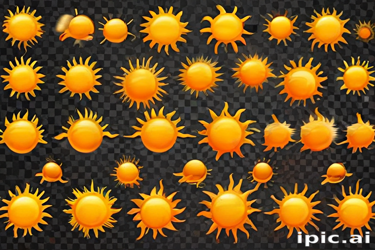 A Vibrant Collection of Colorful Sun Icons in Various Styles and Sizes.