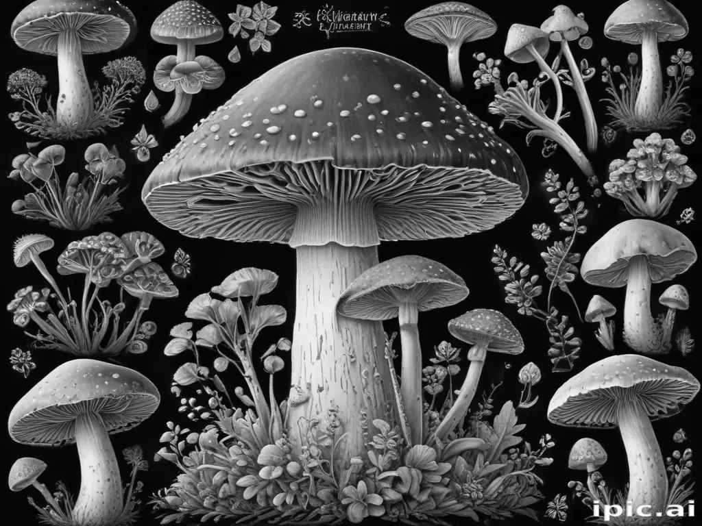 mushroom clipart black and white