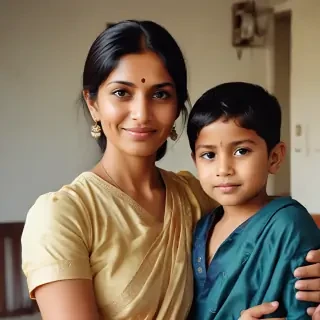 indian son with mom