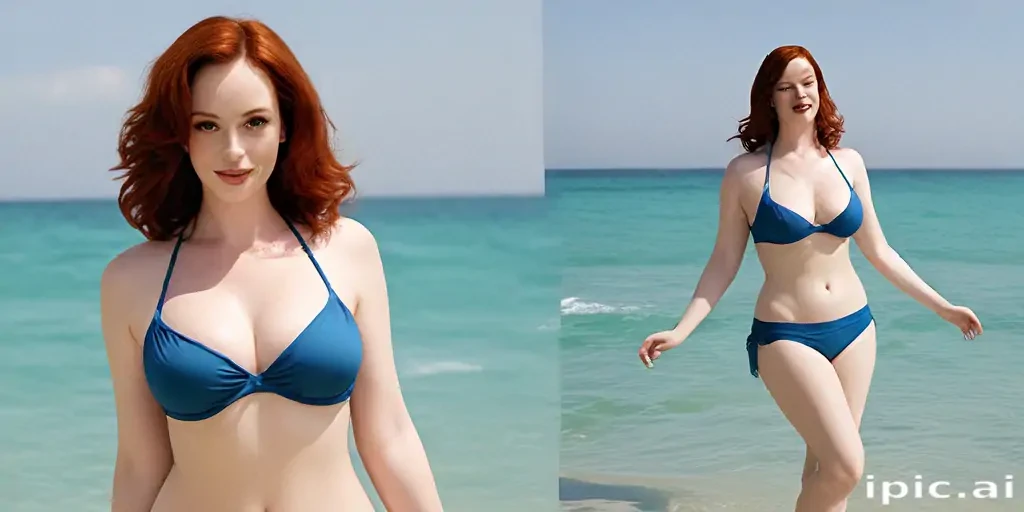 christina hendricks blue bikini