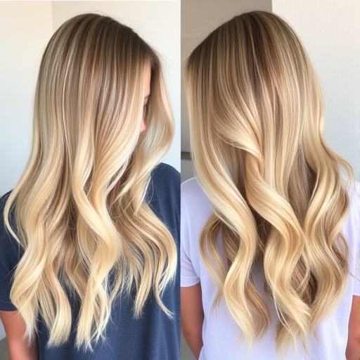Soft, buttery blonde hair is the foundation for the "Golden Hour" style, featuring long, flowing layers that catch the light beautifully. Subtle balayage highlights in warm honey and pale wheat tones create dimension and movement. The hair is styled in loose, beachy waves that evoke the relaxed elegance of a sun-kissed California girl.