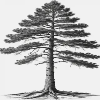 pine tree clipart black and white
