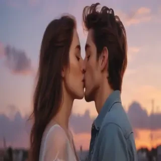 couple kissing aesthetic