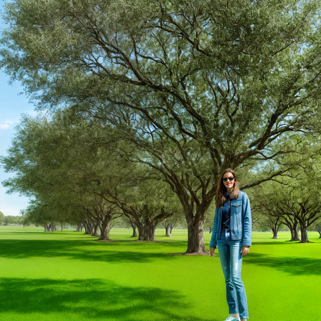 Standing Tree Model model standing by a tree
