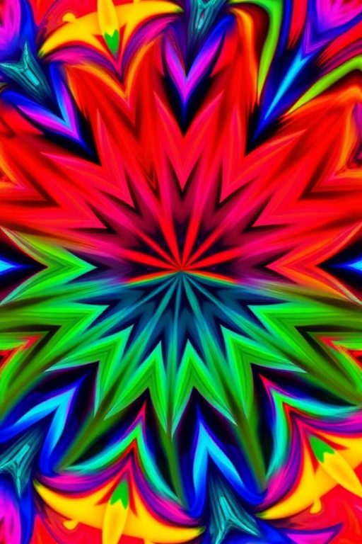 Create a vibrant, swirling pattern with a kaleidoscope effect using bright colors, shot with a DSLR camera at f/8, ISO 100, 1/125 sec, top-down view, and a macro lens for enhanced detail.