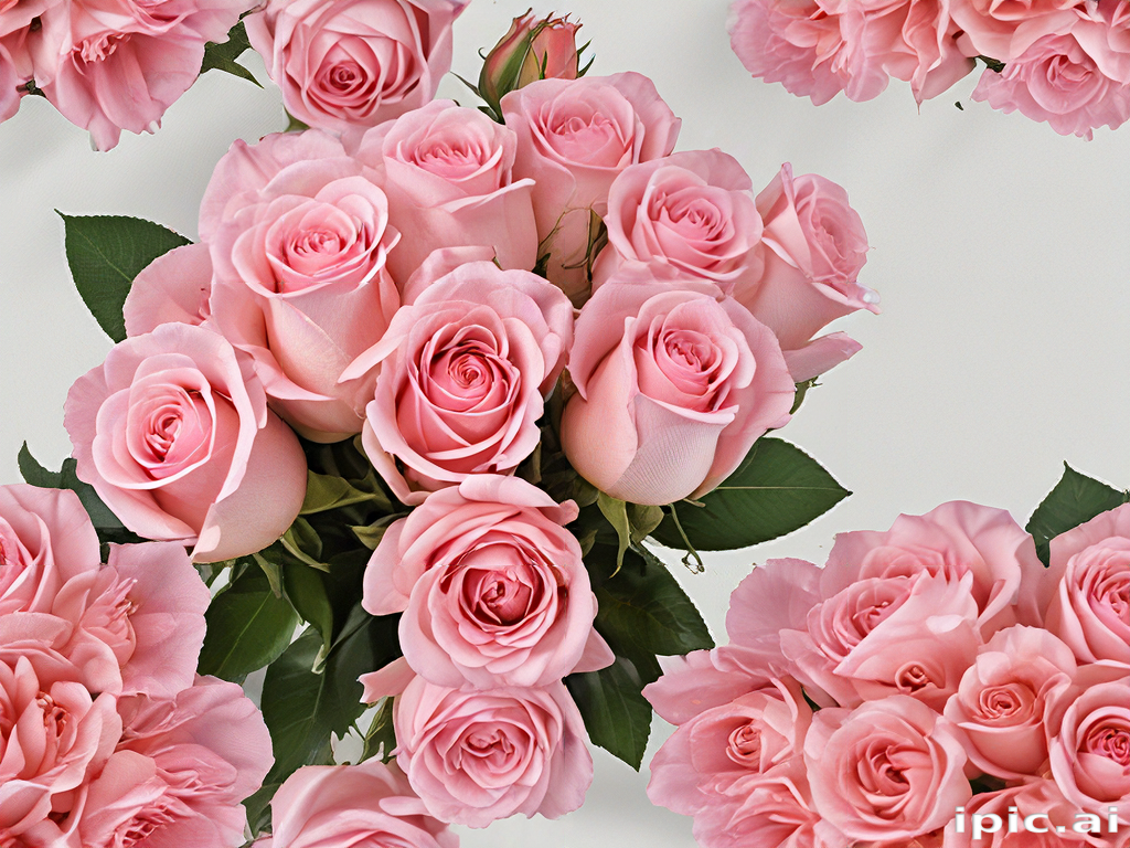 Beautiful Arrangement of Soft Pink Roses on a Light Background