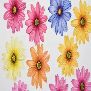 drawings of flowers with color