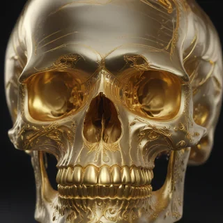 transparent gold skull