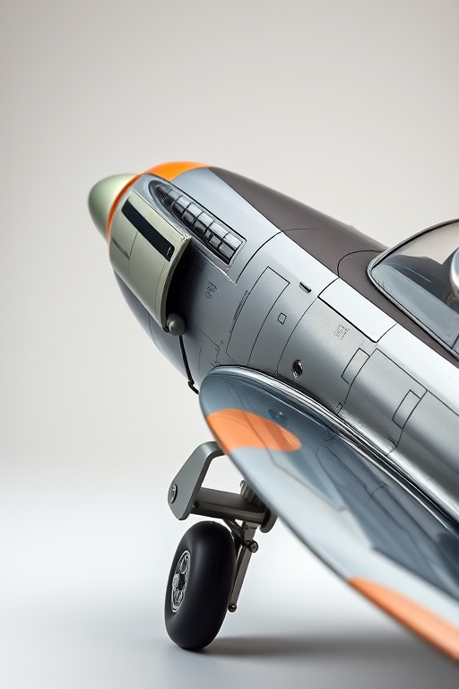high-resolution side view of a vintage fighter plane with detailed features, soft lighting, 35mm lens, f/2.8 aperture, ISO 100, captured in RAW format, studio photography style